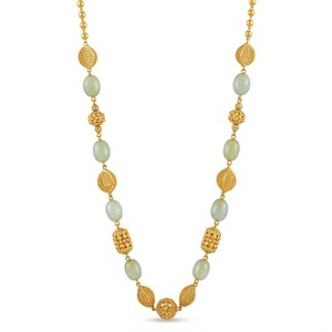 Collar Mala de Plata 925 con Piedra Verde Antigua, Cadena Larga Tradicional, Joyería Étnica Hecha a Mano para Mujer, para Fiestas - Product Image 1
