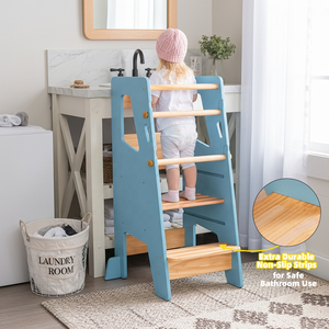 Torre de aprendizaje Montessori personalizada, torre de aprendizaje de madera de pino Natural, torre de aprendizaje multifuncional para niños con tiras antideslizantes - Product Image 2