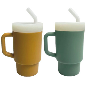 Cangkir bayi Sippy dengan tutup sedotan silikon Kualitas Makanan bebas BPA piring ramah lingkungan pelatih susu aman cangkir makan makanan ringan - Product Image 1
