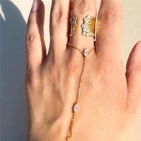 Delicado Brazalete de Cadena de Mano Vintage Chapado en Oro de Acero Inoxidable, Elegantes Anillos de Brazalete para Mujer, Regalo de Cumpleaños o Festividades