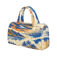 Sac à main brodé personnalisé avec imprimé vague hawaïenne et motif floral Hibiscus des Fidji pour le shopping, les voyages et le quotidien