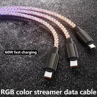 Câble de charge rapide USB Type-C 3-en-1 HXT 120W avec lumière RGB fluide pour appareils iOS/Android, imprimante, conducteur en cuivre pur, données