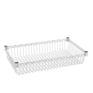 Rolbaar 2-laags draadmandenrek, verchroomd, zwaar metaal, karretje met 4 wielen - Product Image 3