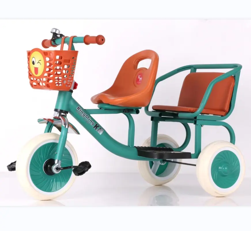 Triciclo de doble asiento para niños, modelo nuevo, para gemelos, dos asientos