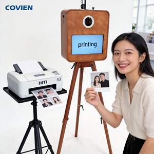 Cabina de Fotos de Madera con Servicio de Autoservicio, Soporte para Cámara DSLR, Pantalla Táctil, Anillo de Luz LED, Soporte para <span class=keywords><strong>Impresora</strong></span>, <span class=keywords><strong>Alquiler</strong></span> para Eventos - Product Image 5