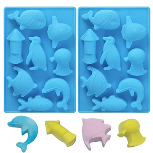 HY Khuôn Silicon Thế Giới Đại Dương 8 Lỗ Khay Đá Sô Cô La Biển Cá Voi Cá Heo Chim Cánh Cụt Cá - Product Image 2