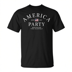 Camiseta America Party Negra para Hombre, Camiseta con Declaración Política, Breaking The Duopoly 2025 - Product Image 2