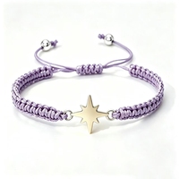 Handmade Adjustable Macrame Thread Rope String Woven Braided Stainless Steel North Star Charm Friendship Bracelet