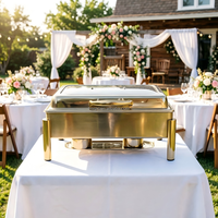 Plat de service rectangulaire en acier inoxydable 9L pour buffet, chauffe-plats de mariage, équipement de restauration et d'hôtellerie