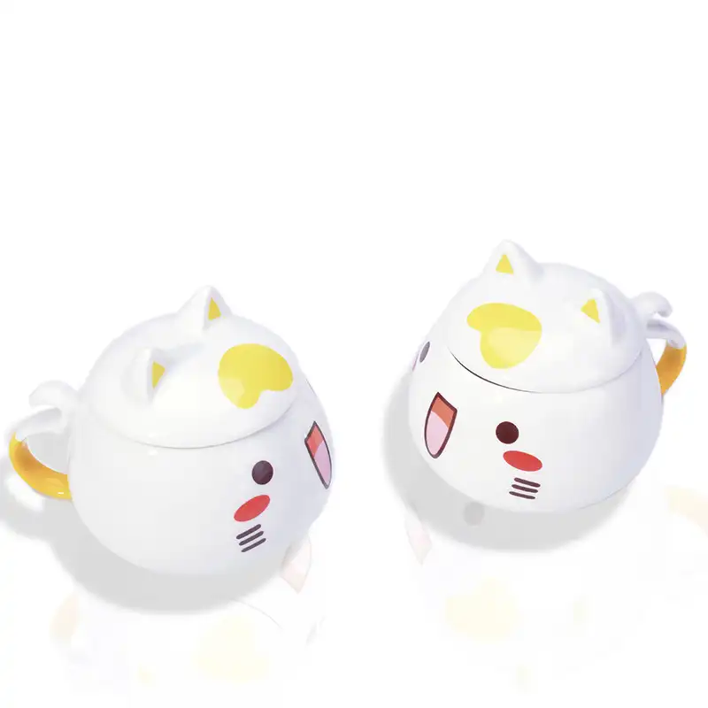 사랑스러운 3d 만화 동물 디자인 우유 차 컵 세라믹 고양이 양각 커피 머그잔