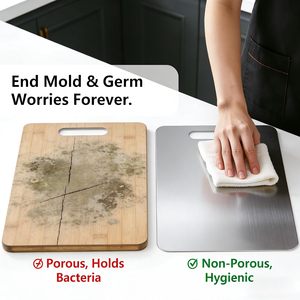Planche à découper double face en titane pur, de qualité alimentaire, anti-germes, personnalisable en gros pour la cuisine - Product Image 6