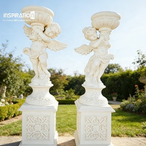 Sculpture de Ganymède en pierre coulée pour centre de bassin de fontaine, statue de jardin classique en pierre synthétique, statue de guerrier romain - Product Image 1