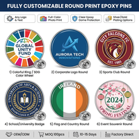 Épinglette personnalisée en acier inoxydable ronde avec impression couleur intégrale et dôme en époxy |   Fabricant de badges avec logo d'organisation caritative OEM