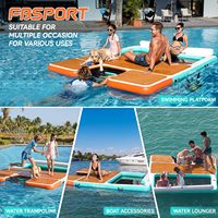 Plateforme flottante gonflable antidérapante en PVC et EVA avec rampe d'accès à l'eau pour fêtes de famille