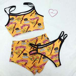 3 pezzi pigiama <span class=keywords><strong>Lingerie</strong></span> donna Set corto da salotto 3 pezzi Set pigiama donna con mutandine - Product Image 3