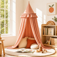 Moustiquaire de lit pour enfants en coton à fixation plafond, avec double volant, rideau de lit conique long et solide, pour chambre d'enfant