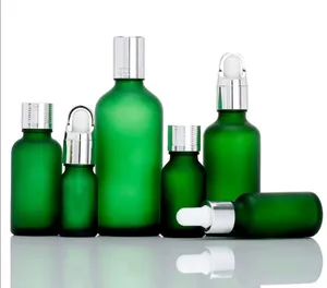 세련된 녹색 마사지 에센셜 오일 에센스 유리 병 포장 100ml 드롭퍼 유리 병 향수 병