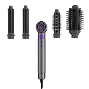 Factory Multi High Speed Hot Air Brush Comb Curler Brushless Hair Styler 5 in 1 Curling Iron Hair Dryer and Straightener Set