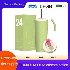 Termo de café de acero inoxidable 304 de 24oz moderno más nuevo para Amazon nueva taza de viaje al vacío con pajita doble para Bebidas frías - Product Image 4