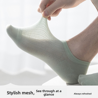 Chaussettes d'été fines pour hommes en lin et soie de mûrier, antibactériennes, anti-odeurs, absorbant la transpiration, respirantes, avec empiècements en maille, couleur unie, M05