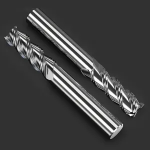 HUHAO HRC 65 Aluminum 3 Flutes Carbide Tungsten Steel End Mill Polished Milling Cutter Cnc Aluminum Milling Cutters