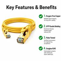 Kabel Ethernet Jaringan OFC Berpelindung Ganda Cat7 SFTP 10G Profesional Warna Kuning untuk Workstation Kelas Atas