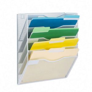 5 Pocket Mesh Hanging Wall <b>File</b> <b>Organizer</b> Wall Mounted Mail Paper Document Folder Holder Storage Organization Magazine Rack - Product Image 4