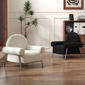 Sillón de Madera Estilo Nórdico Color Crema, Sillón Curvo para Sala de Estar, Uso Adulto - Product Image 1