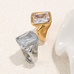 Модное кольцо Dreamshow с нерегулярным тающим цирконом, ювелирное изделие <span class=keywords><strong>2026</strong></span> года, позолоченное 18-каратным золотом, из нержавеющей стали, эффектное украшение - Product Image 4