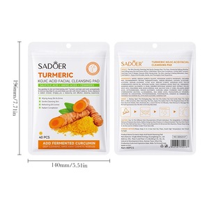 Discos Exfoliantes <span class=keywords><strong>de</strong></span> Cúrcuma y Ácido Kójico, 40 Unidades, 60 ml, Aclarantes, Antimanchas, Exfoliante Facial, Reduce Poros, Tonifica, Cuidado Diario <span class=keywords><strong>de</strong></span> la Piel para Mujeres - Product Image 4