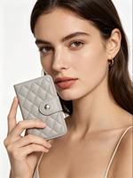 Pabrik YUZHI Grosir Dompet Kartu Kredit Kulit PU Fashion, Penutup Tombol, untuk Ponsel
