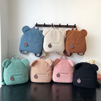 Sac à dos doublé de fourrure avec oreilles d'ours pour femme, style coréen, en peluche, à double bandoulière, pour filles et enfants, mignon, pour usage quotidien