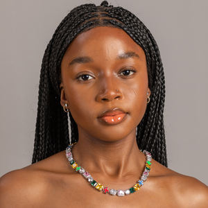 Đồ Trang Sức Thời Trang 10Mm Bạch Kim Mạ Đồng Thau Vòng Cổ Kim Cương Men Mạ Chữ Thập Mix Đầy Màu Sắc Zircon Liên Kết Chuỗi Đối Với Đảng - Product Image 1