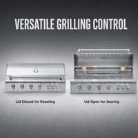 Barbecue à gaz encastrable haute capacité à 6 brûleurs en acier inoxydable avec une surface de cuisson massive et un contrôle précis de la température