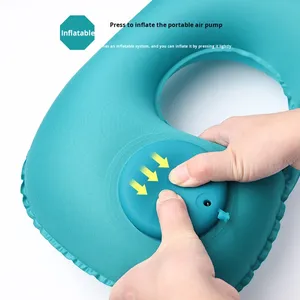 Press on Inflatable <b>Pillow</b> to Relax Neck Travel U-shaped <b>Pillow</b> Foldable and Portable with Leak Proof Device Ordinary U-shaped - Product Image 2