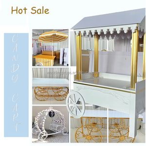 Carrito de barra de caramelo personalizado de acero inoxidable dorado de alta calidad, carrito de exhibición de dulces - Product Image 4