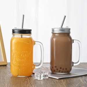 14 oz tùy chỉnh Glass Mason Jar với xử lý và rơm - Product Image 6