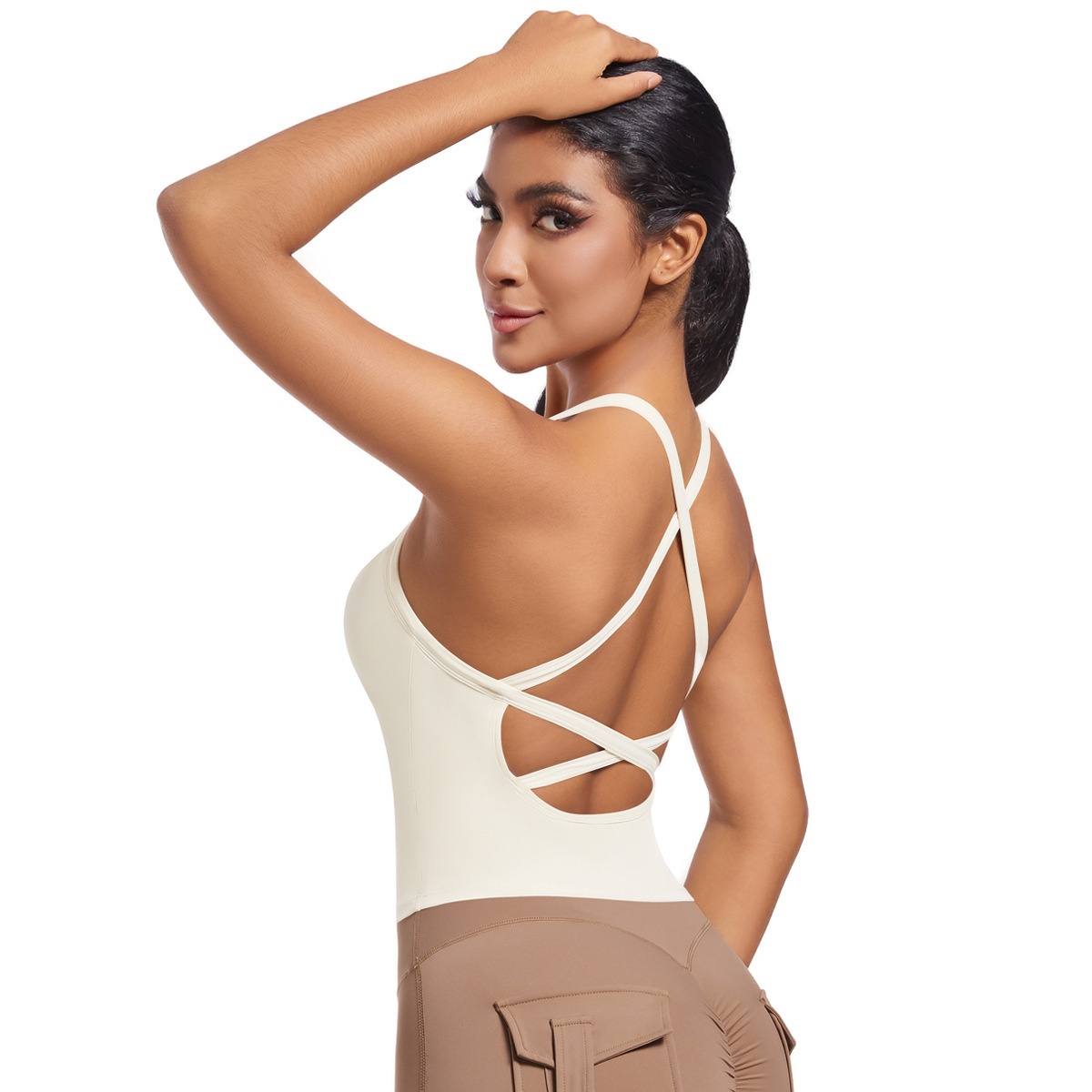 New Women's Cross Strap Yoga Tops Beautiful Back Gym Fitness Underwear Quick Dry Workout Top Removable Padded Sports Bra