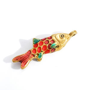 Colgante de joyería DIY de acero inoxidable con forma de pez colorido y efecto goteo para hacer collares, formas mixtas, tamaño mediano - Product Image 4