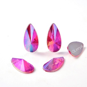 Oleeya – Lot en vrac de strass en acrylique AB en forme de goutte d'eau, 9*18mm, couleurs éclatantes, à dos plat, pour vêtements - Product Image 4
