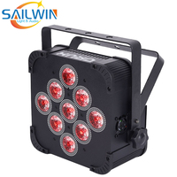 Projecteur LED plat sans fil 9x18W 6-en-1 RGBAW UV DMX512 6000K sur batterie avec flight case de chargement pour DJ, Uplighting, Mariages et Événements