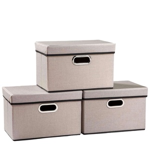Wholesale Cotton Linen Storage Box with Lid Foldable Desktop Organizer for Toys & Clothes <b>Wardrobe</b> Storage Box - Product Image 1