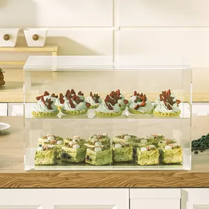 Gabinete de exhibición de pastel y pan de acrílico transparente Gabinete de escritorio a prueba de polvo Gabinete de exhibición de pastel Estante de pan Estante para hornear