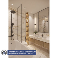 Ensemble de douche mural intelligent USA avec thermostat, pommeau de douche pluie chromé et mitigeur pour salle de bain complète