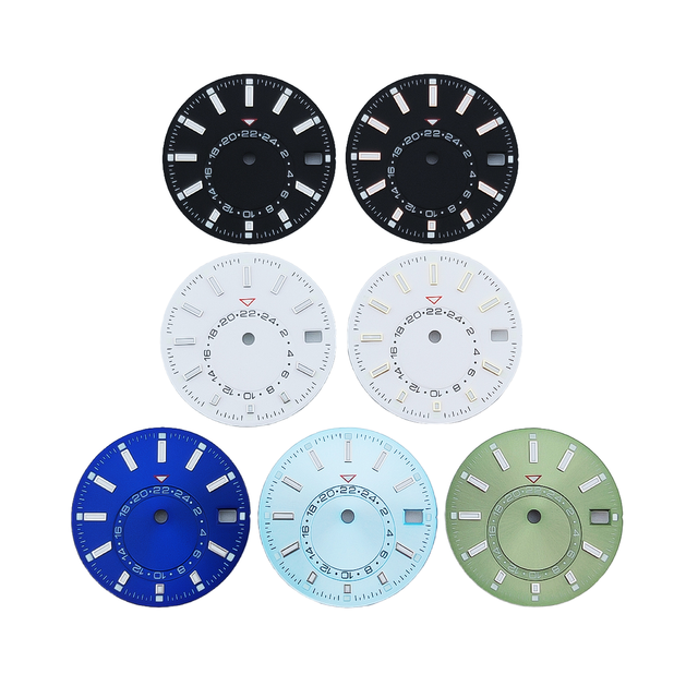 Manufacturer Customization LOGO Blank Dial Plate Brass Watch Dial for NH35 Watches Face 28.5mm Sun Pattern Strip Nail Luminous