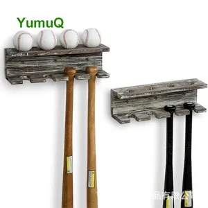YumuQ Heavy Duty Wood Carbon Steel Baseball Bat Storage Display Shelf Cabinet Hanging Floor Stand Holder 6 Bats