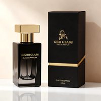 Flacon de parfum vide de luxe personnalisé en usine, vaporisateur 30ml 50ml 100ml, flacon de parfum noir rectangulaire avec couvercle doré