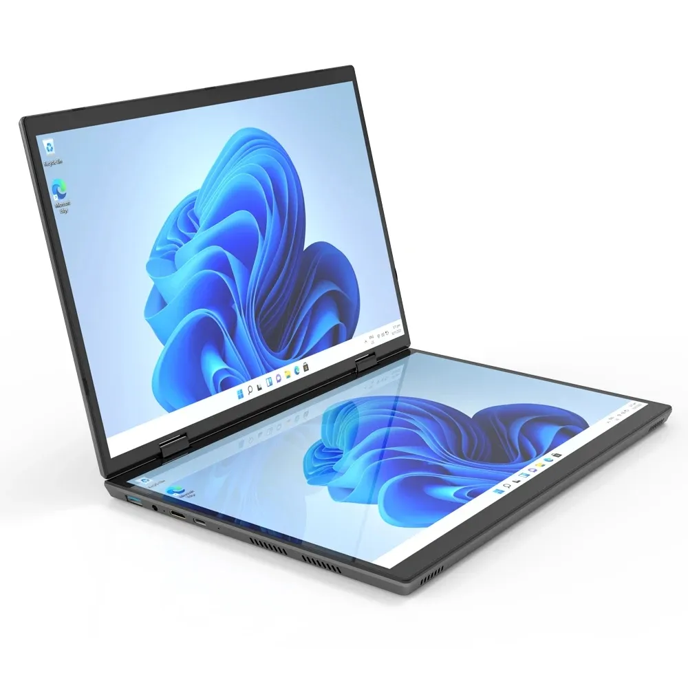 Новейший 14 "+ 14" двухэкранный ноутбук Intel 12-го поколения N95 3,4 ГГц ОЗУ 32 Гб ПЗУ 1 ТБ Йога двойной экран ноутбук сенсорный ПК для игрового офиса