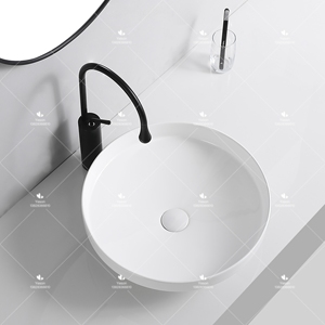 Vòng hình dạng thiết kế mới màu trắng men sứ rửa lưu vực phòng tắm dễ dàng làm sạch Countertop handmade nghệ thuật bồn rửa bát cho nhà - Product Image 5