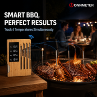 Thermomètre de cuisson sans fil intelligent pour barbecue via connexion APP, ±0.5 ° Lecture précise avec 4 sondes en acier inoxydable